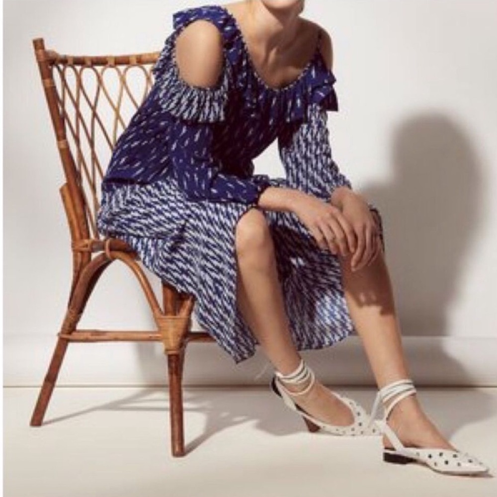 Sandro Lightning Bolt Bare Shoulder Crepe Midi Dress
Blue Kemila Size M - Picture 14 of 14